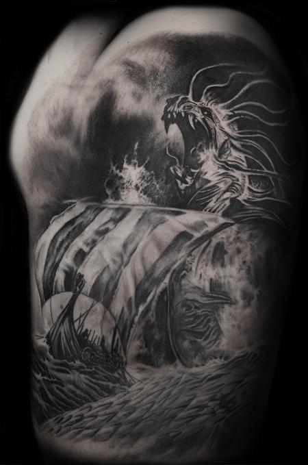 tattoos/ - viking sea serpent piece - 129874